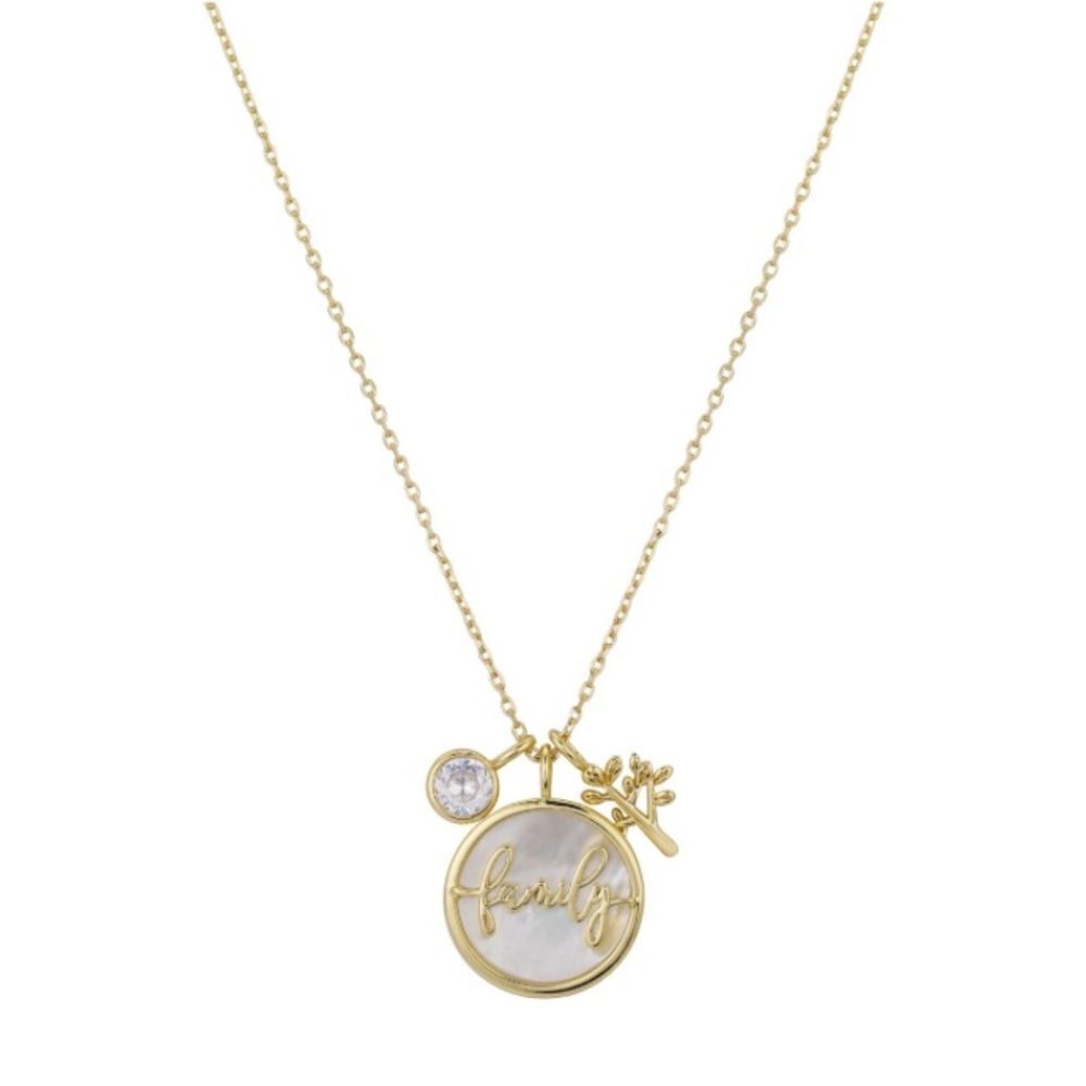 Unwritten Cubic Zirconia Family Charm Pendant Necklace - Gold